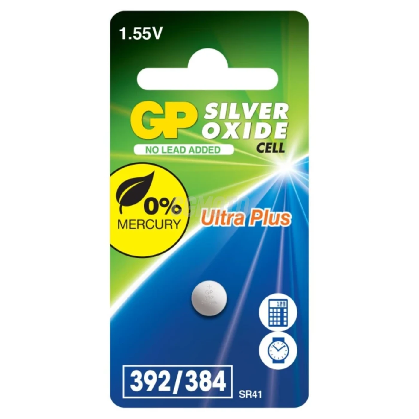1 pile bouton oxyde d'argent SR41 1,55 V Ultra Plus 