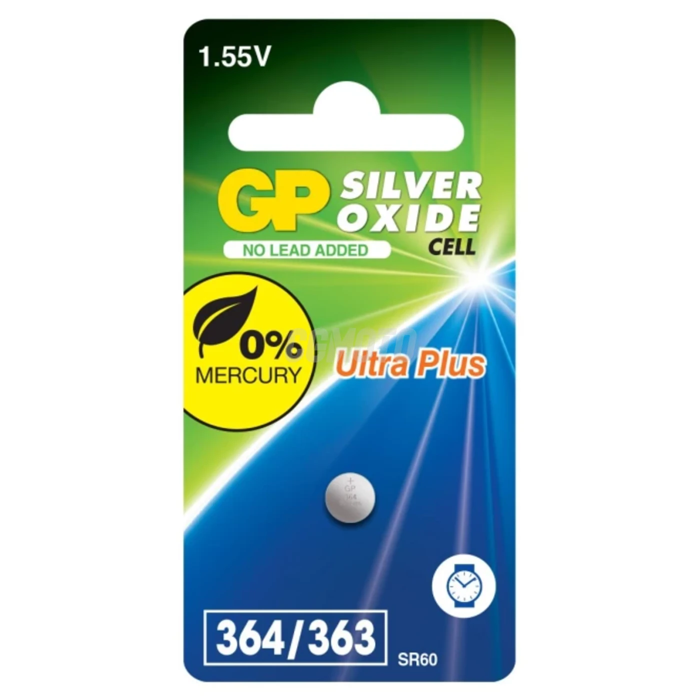 1 pile bouton oxyde d'argent SR60 1,55 V Ultra Plus 