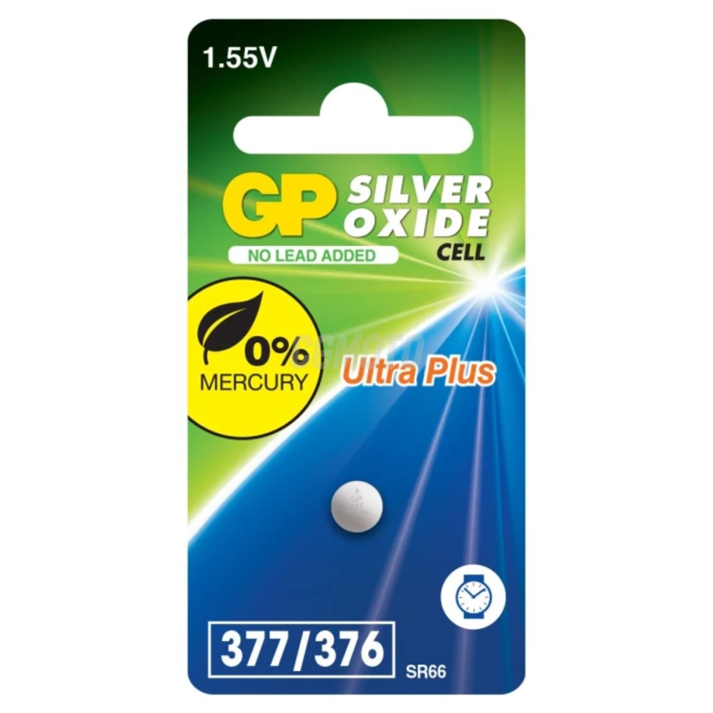 1 pile bouton oxyde d'argent SR66 1,55 V Ultra Plus 