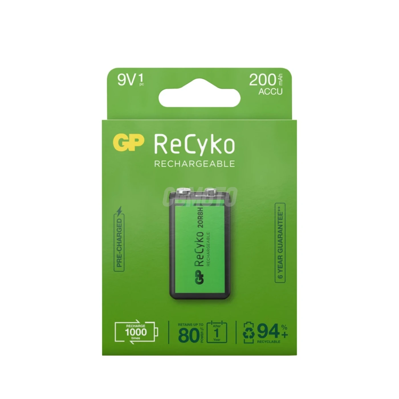 1 pile rechargeables NIMH 6LF22 9 V Recyko 200 mAh