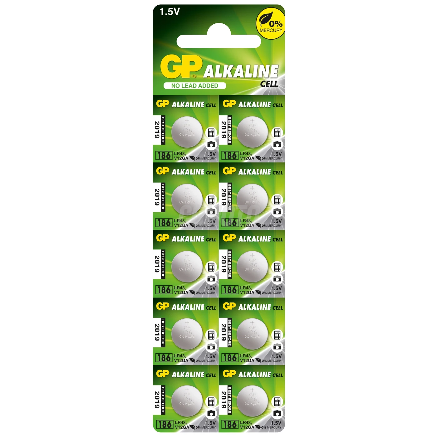 10 piles bouton alcalines LR43 1,5 V 