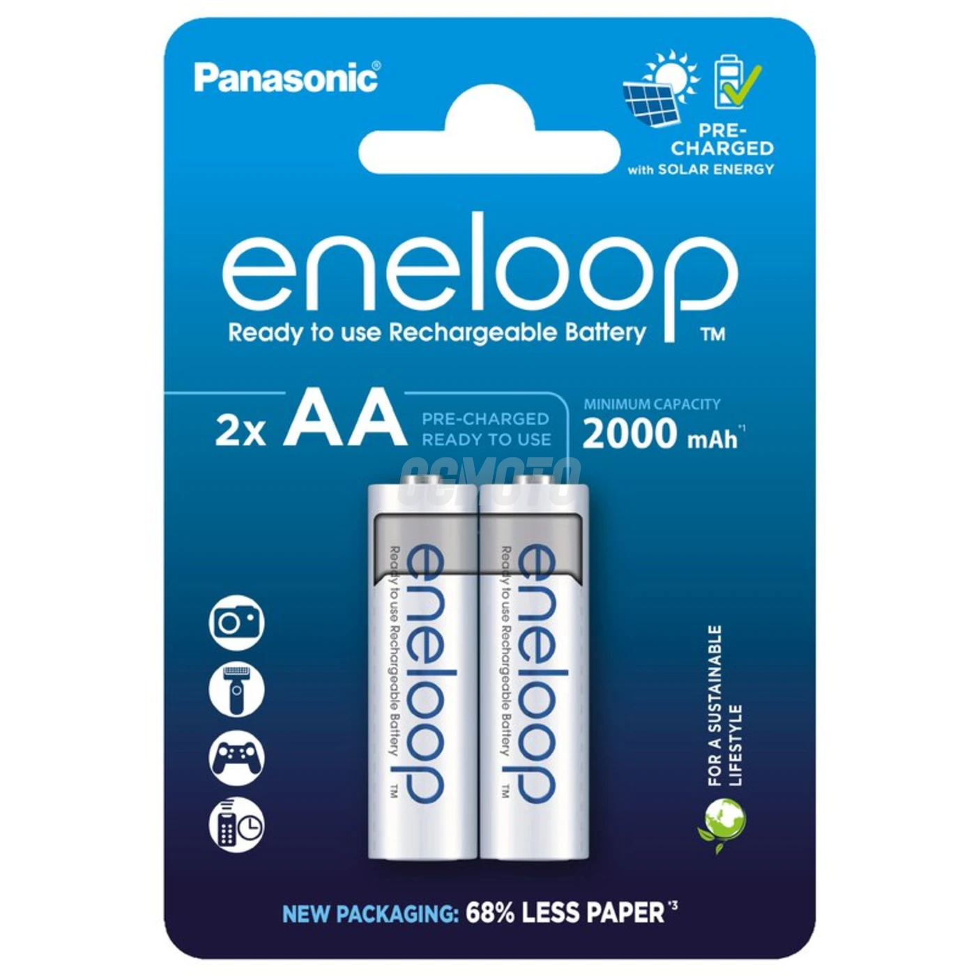2 piles rechargeables NIMH AA 1,2 V 2000 mAh