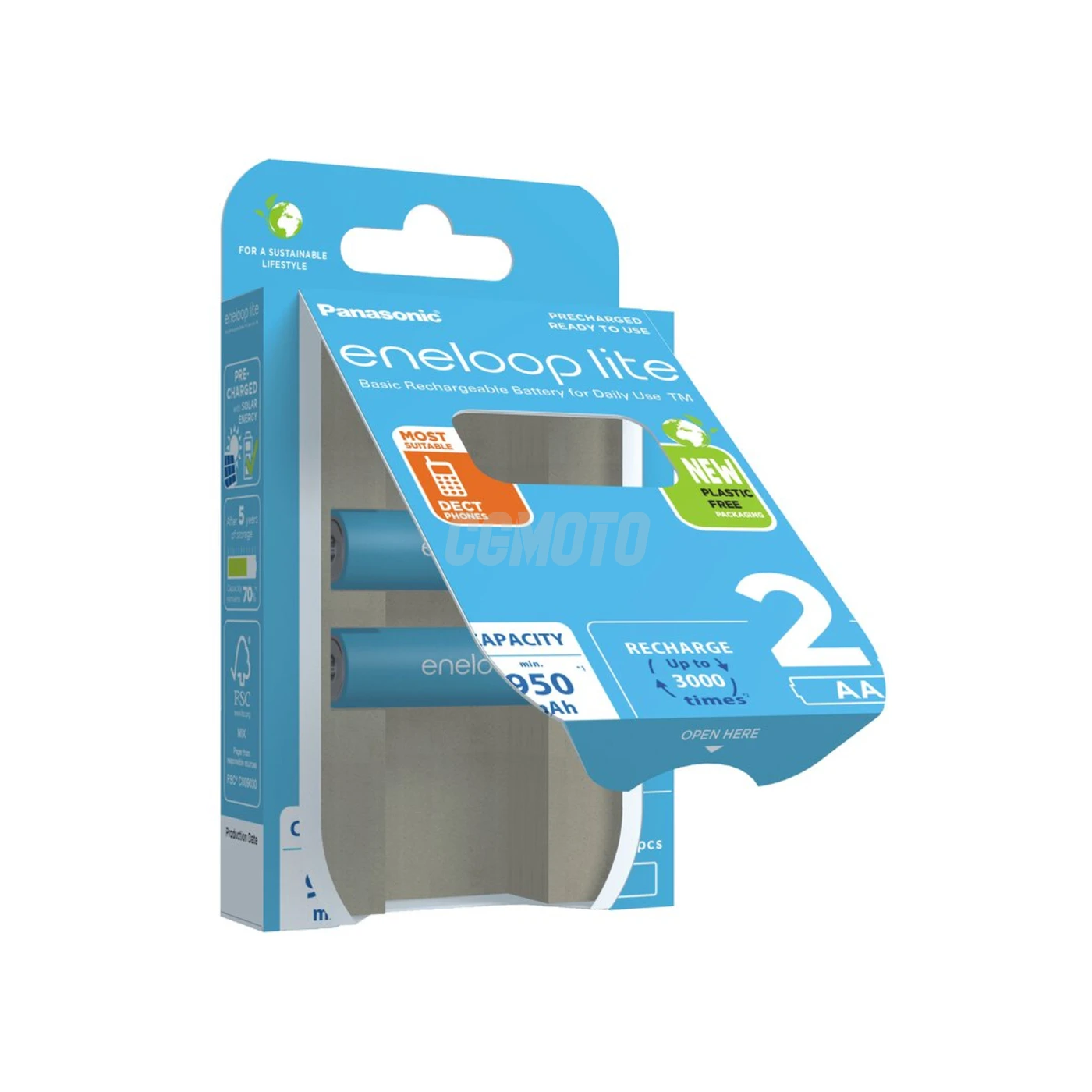 2 piles rechargeables NIMH AA 1,2 V Lite 950mAh