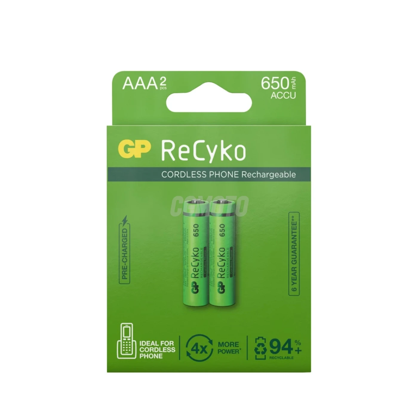 2 piles rechargeables NIMH AAA 1,2 V Recyko 650 mAh