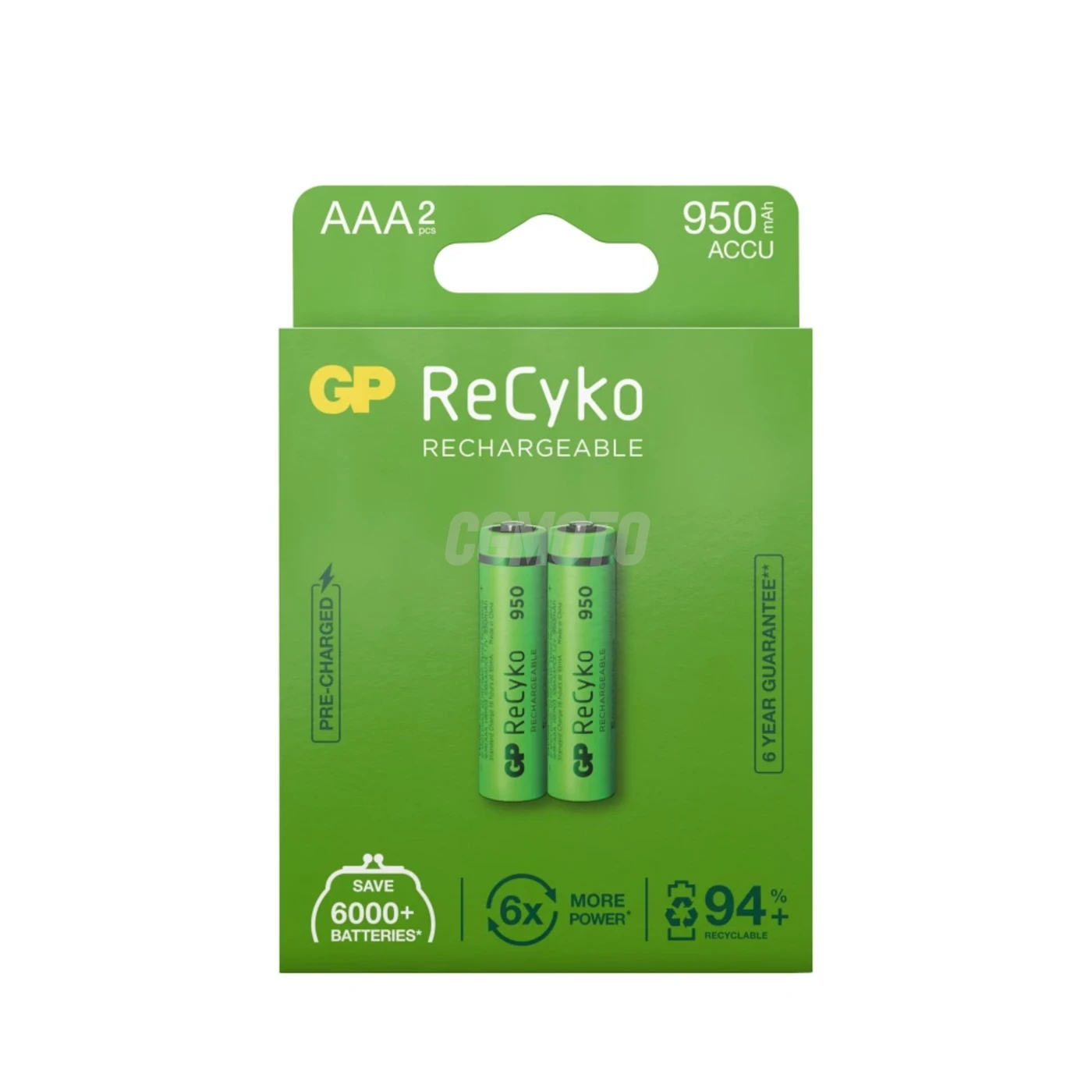 2 piles rechargeables NIMH AAA 1,2 V Recyko 950 mAh