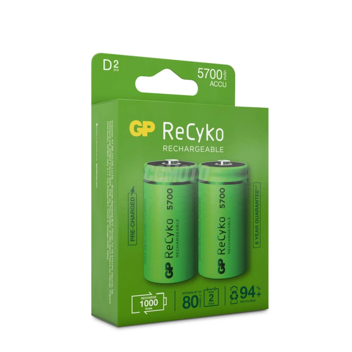 2 piles rechargeables NIMH D 1,2 V Recyko 5700 mAh 2 piles rechargeables NIMH D 1,2 V Recyko 5700 mAh