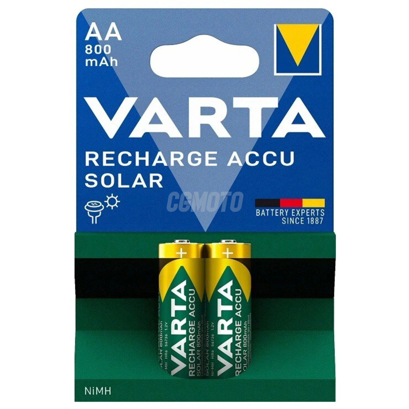 2 piles rechargeables NIMH LR6/AA 1,2 V Solar 800 mAh