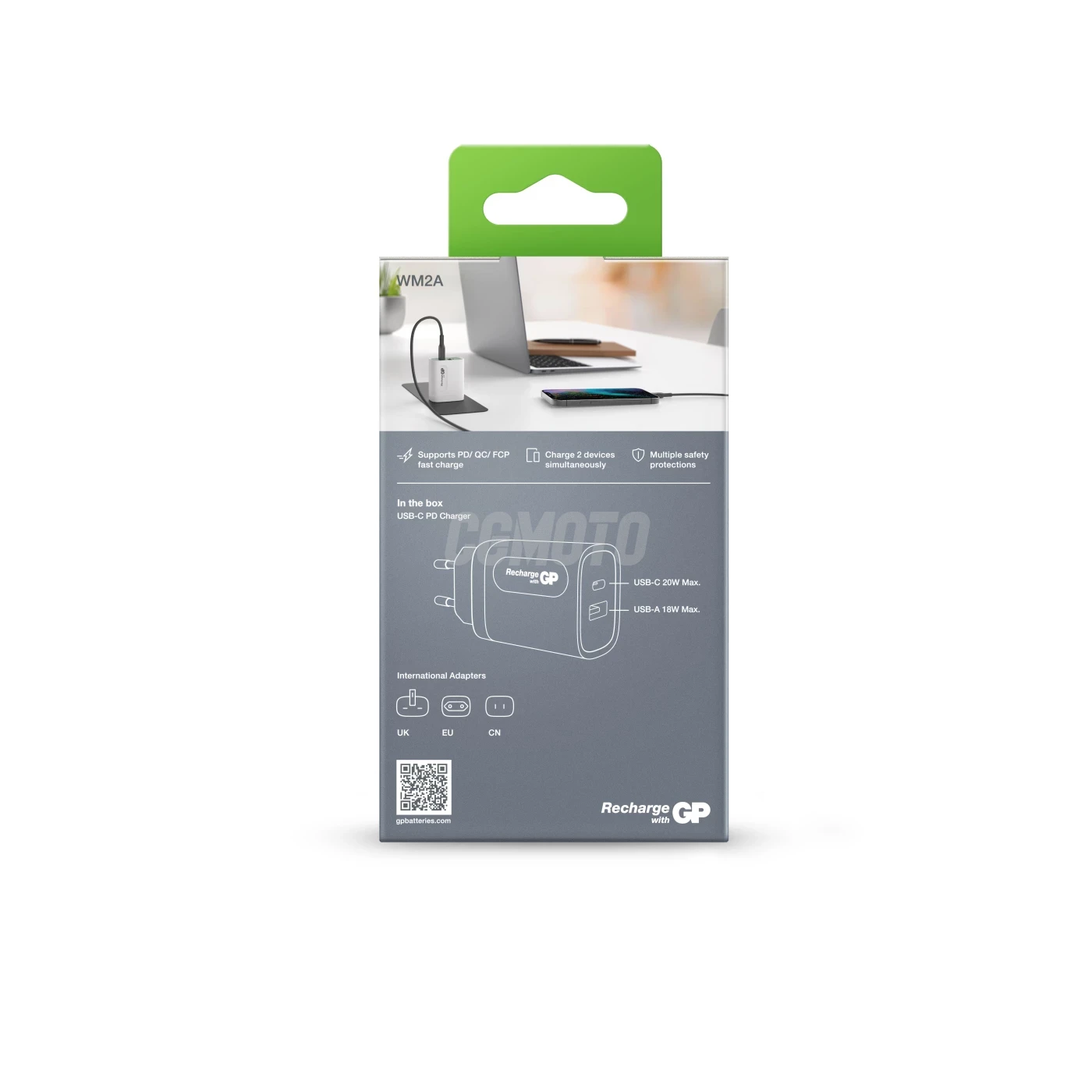 20W PD Wallcharger 1xUSB-C + 1xUSB-A