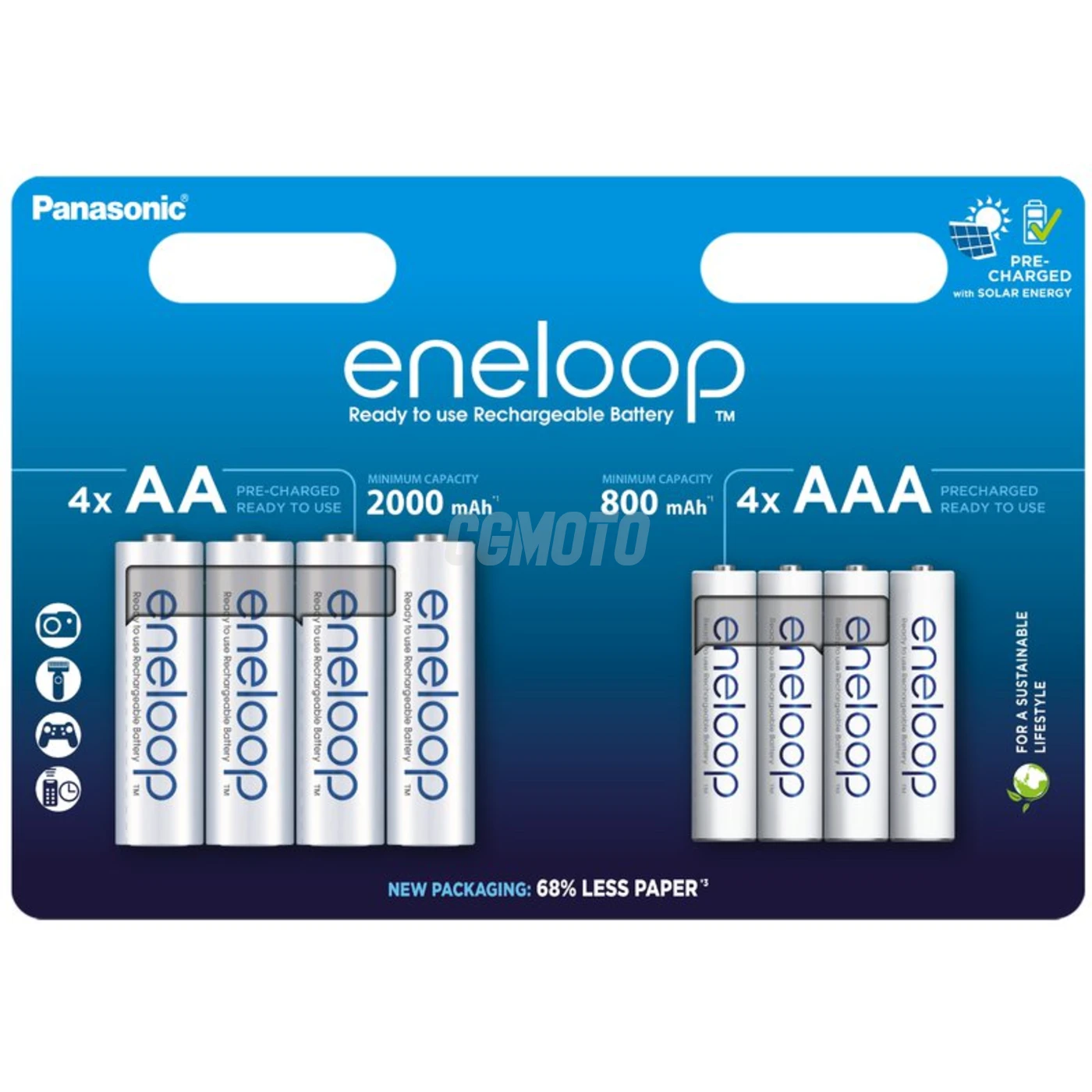 4 + 4 piles rechargeables NIMH AA + AAA 1,2 V 