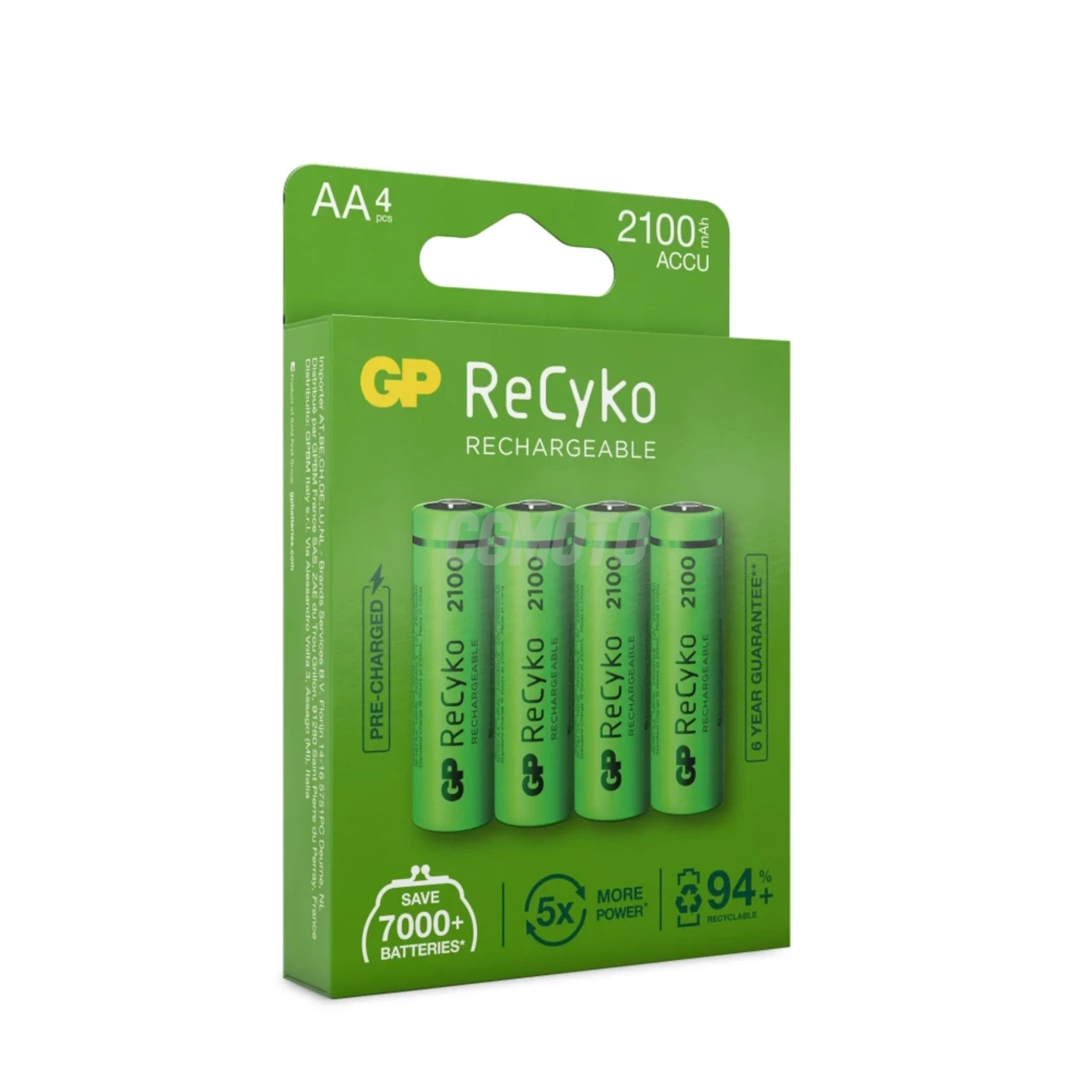 4 piles rechargeables NIMH AA 1,2 V Recyko 2100 mAh