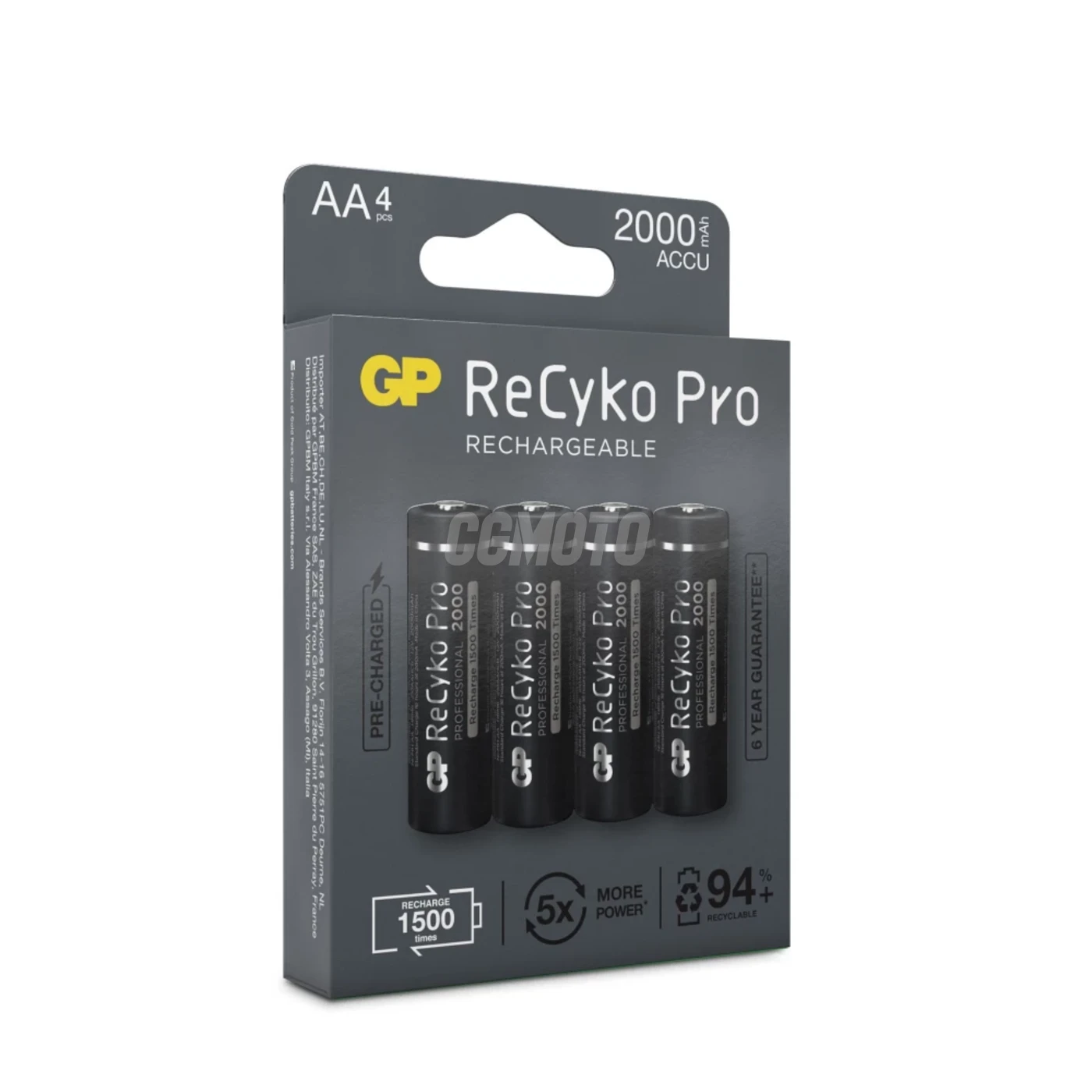 4 piles rechargeables NIMH AA 1,2 V Recyko Pro 2000 mAh