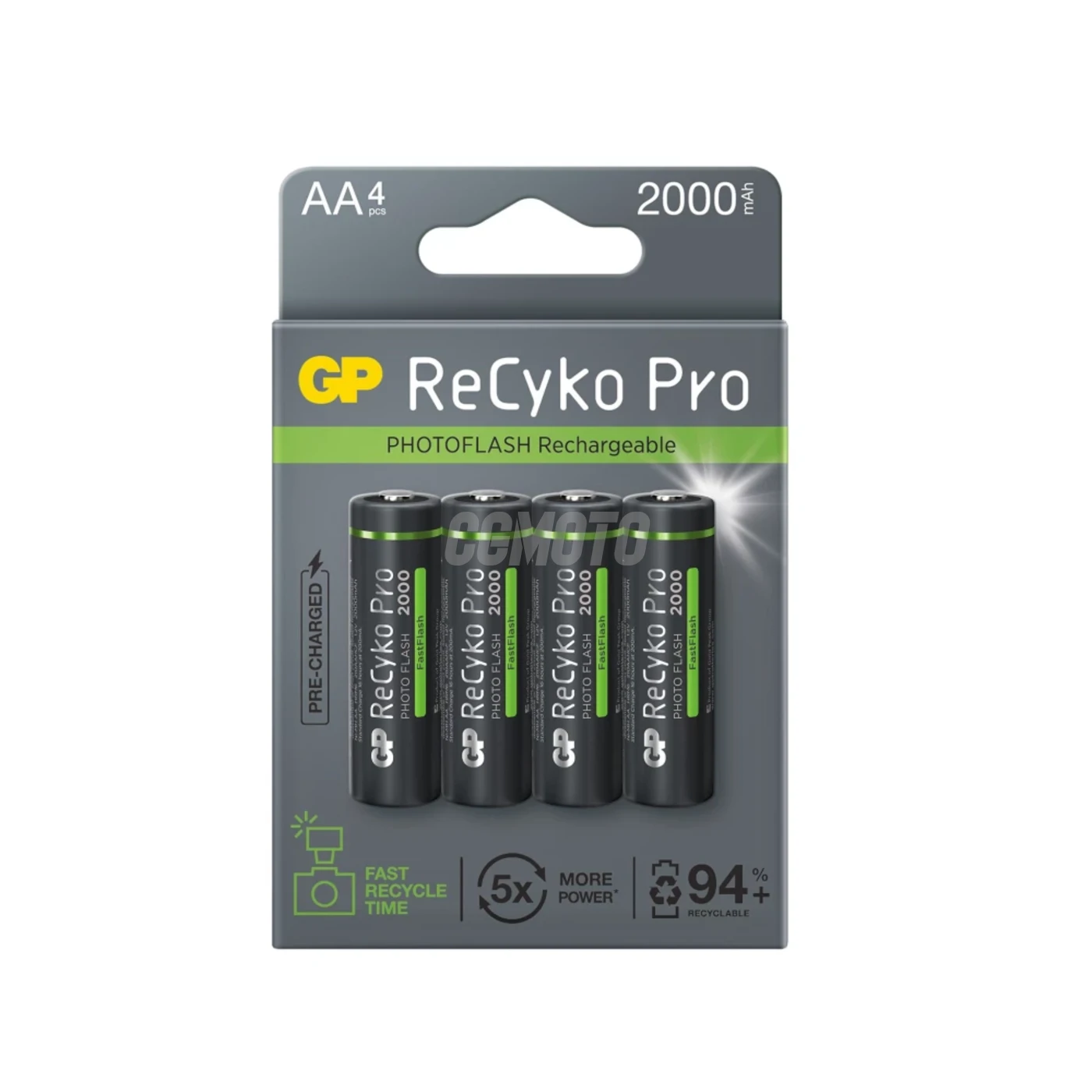4 piles rechargeables NIMH Photoflash AA 1,2 V Recyko Pro 2000 mAh