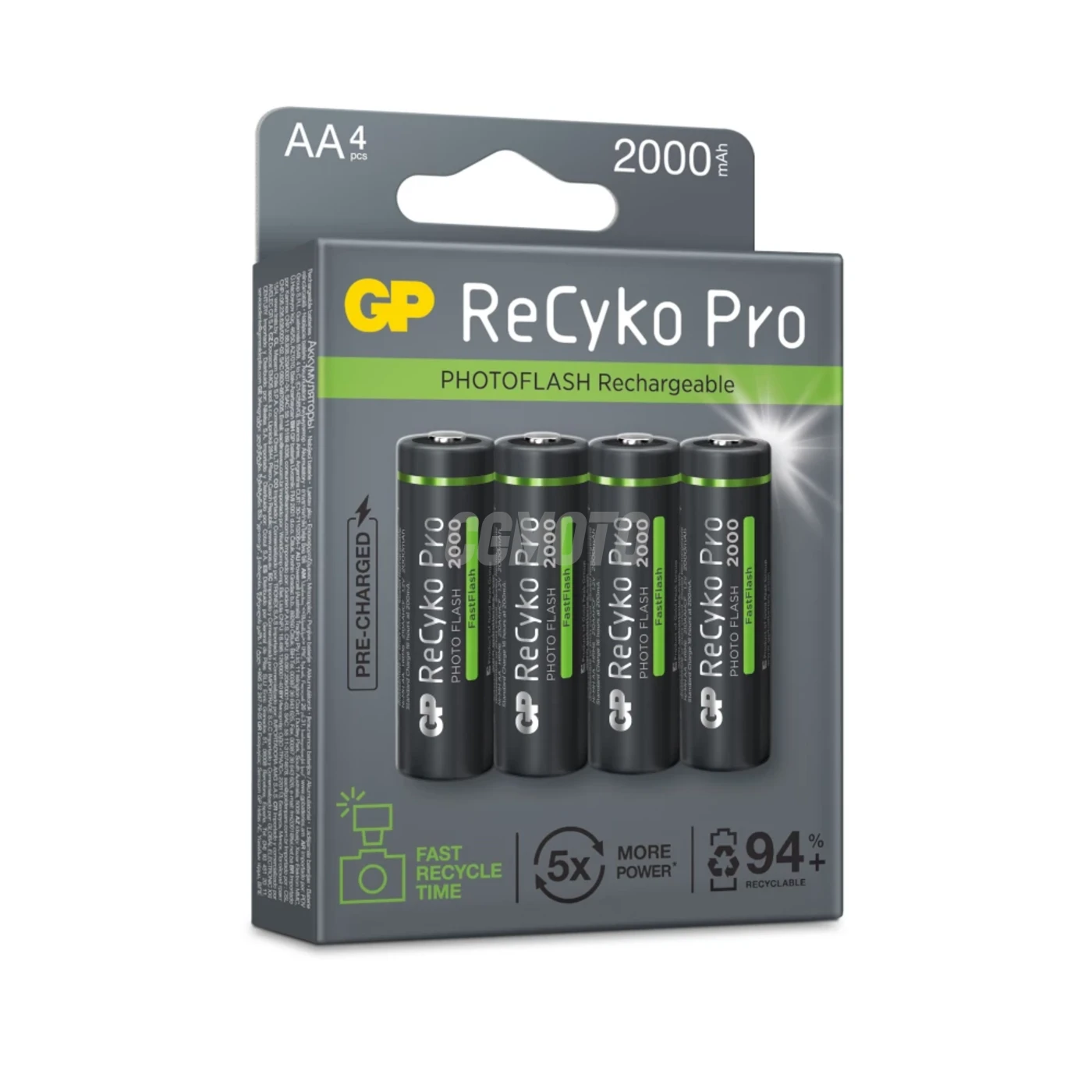 4 piles rechargeables NIMH Photoflash AA 1,2 V Recyko Pro 2000 mAh