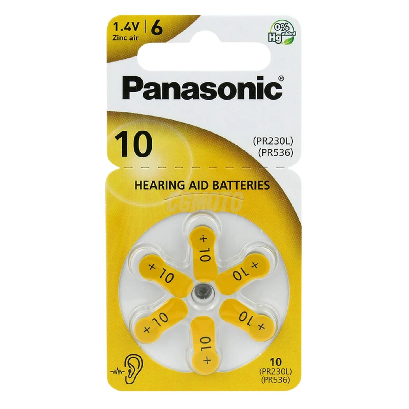 6 piles auditives zinc air 10 1,4 V 
