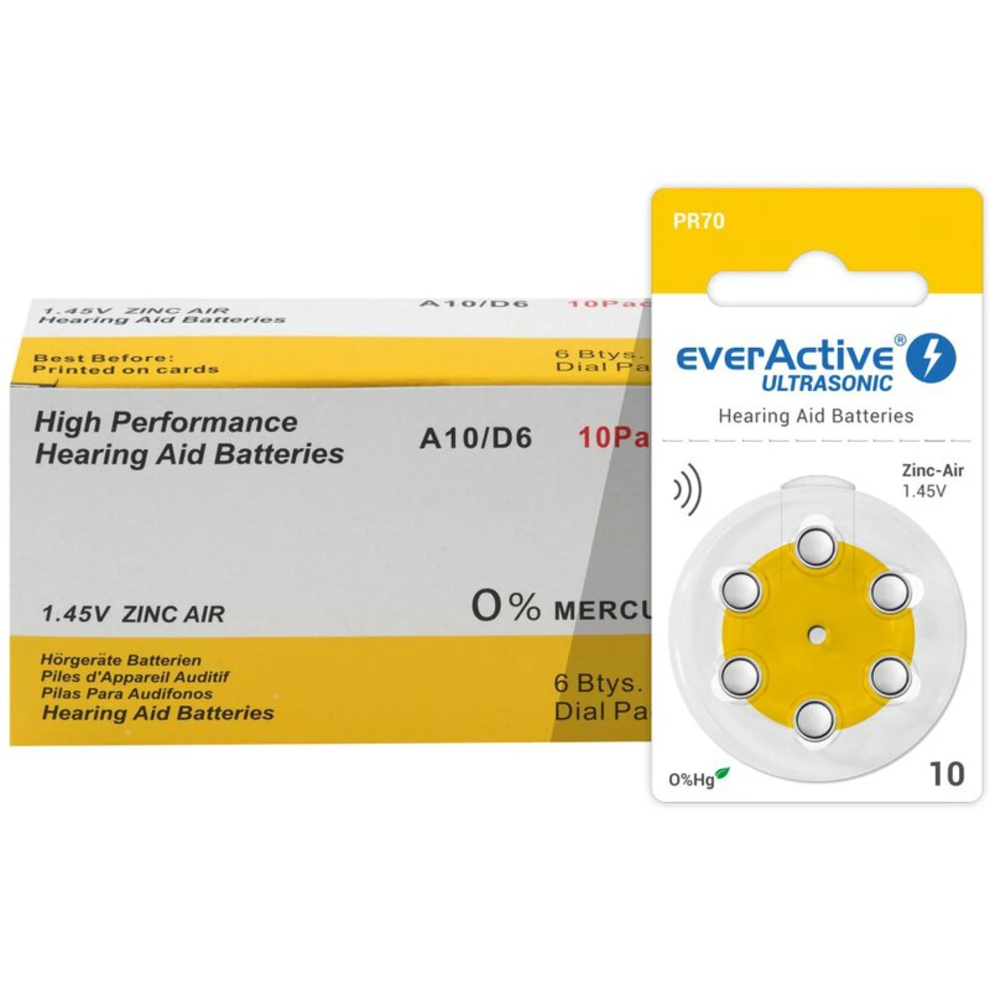6 piles auditives zinc air 10 1,45 V Ultrasonic 