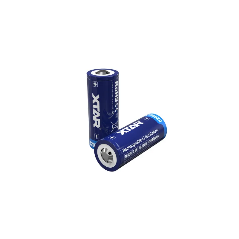 Batterie Xtar 26650 3,6 V Li-ion 5200 mAh avec protection BUTTON TOP Batterie Xtar 26650 3,6 V Li-ion 5200 mAh avec protection BUTTON TOP