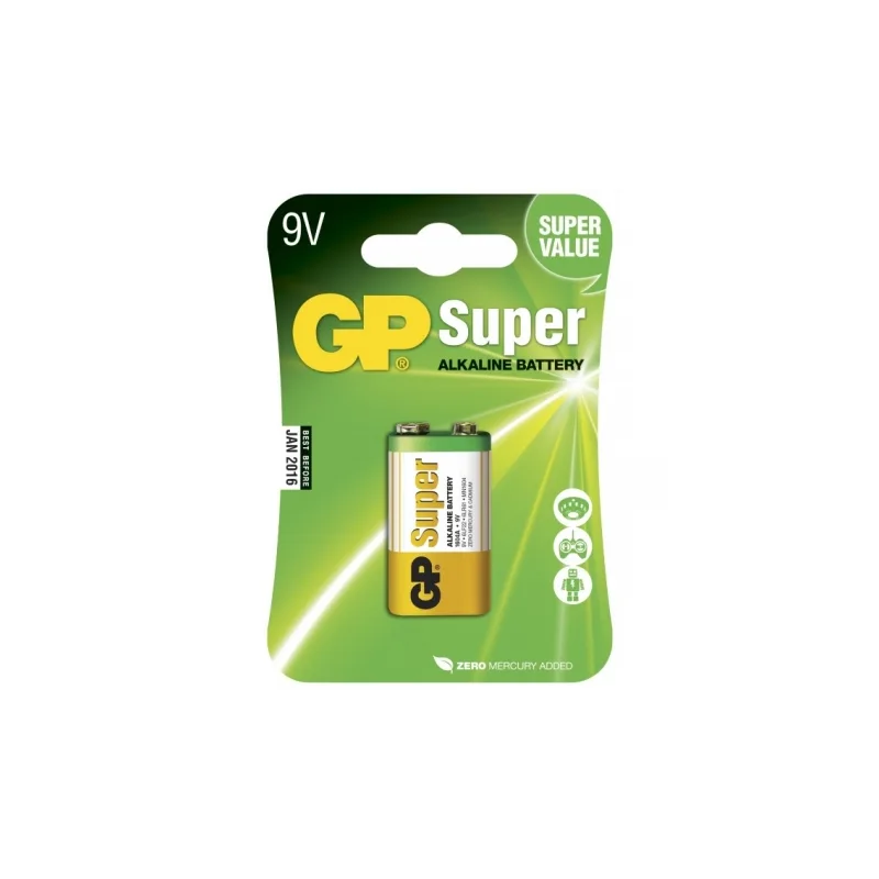 Blister de 1 pile alcaline 9V / 6LF22 SUPER - GP Battery Blister de 1 pile alcaline 9V / 6LF22 SUPER - GP Battery