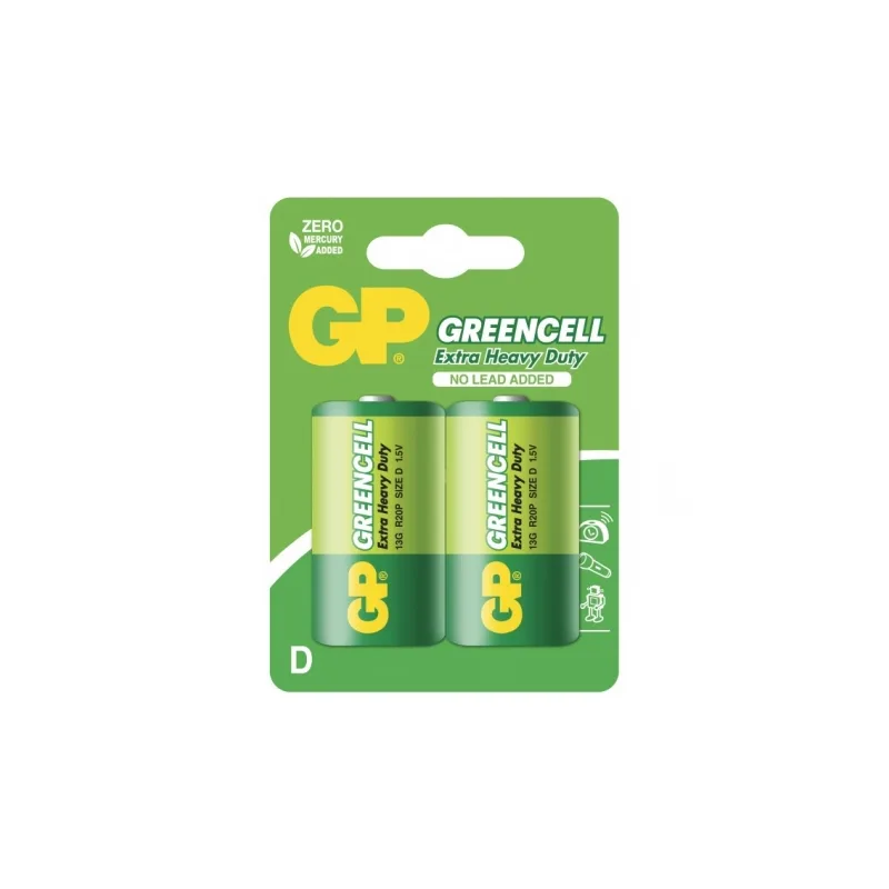 Blister de 2 piles saline D / R20 - 1,5V GP Battery Blister de 2 piles saline D / R20 - 1,5V GP Battery