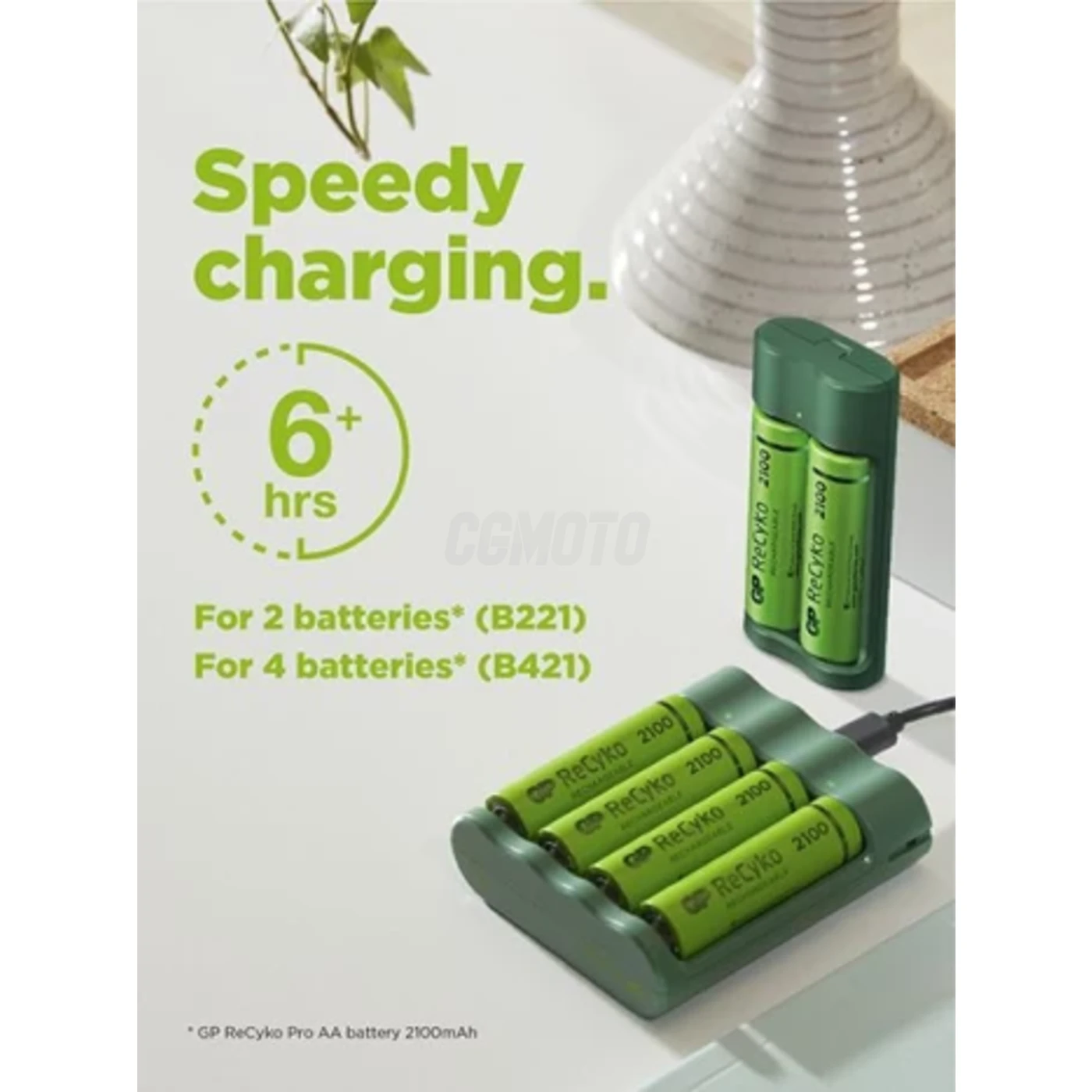 Chargeur 6 heures GP B421 (USB) + 4 accus AA 2000 mAh