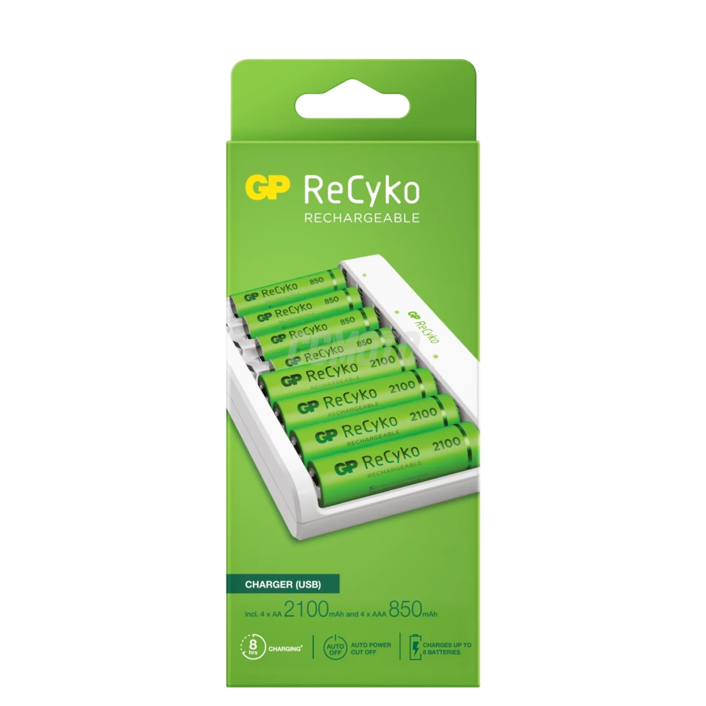 Chargeur classique GP E811 + 8 accus 4xAA 2100mAh + 4xAAA 850mah