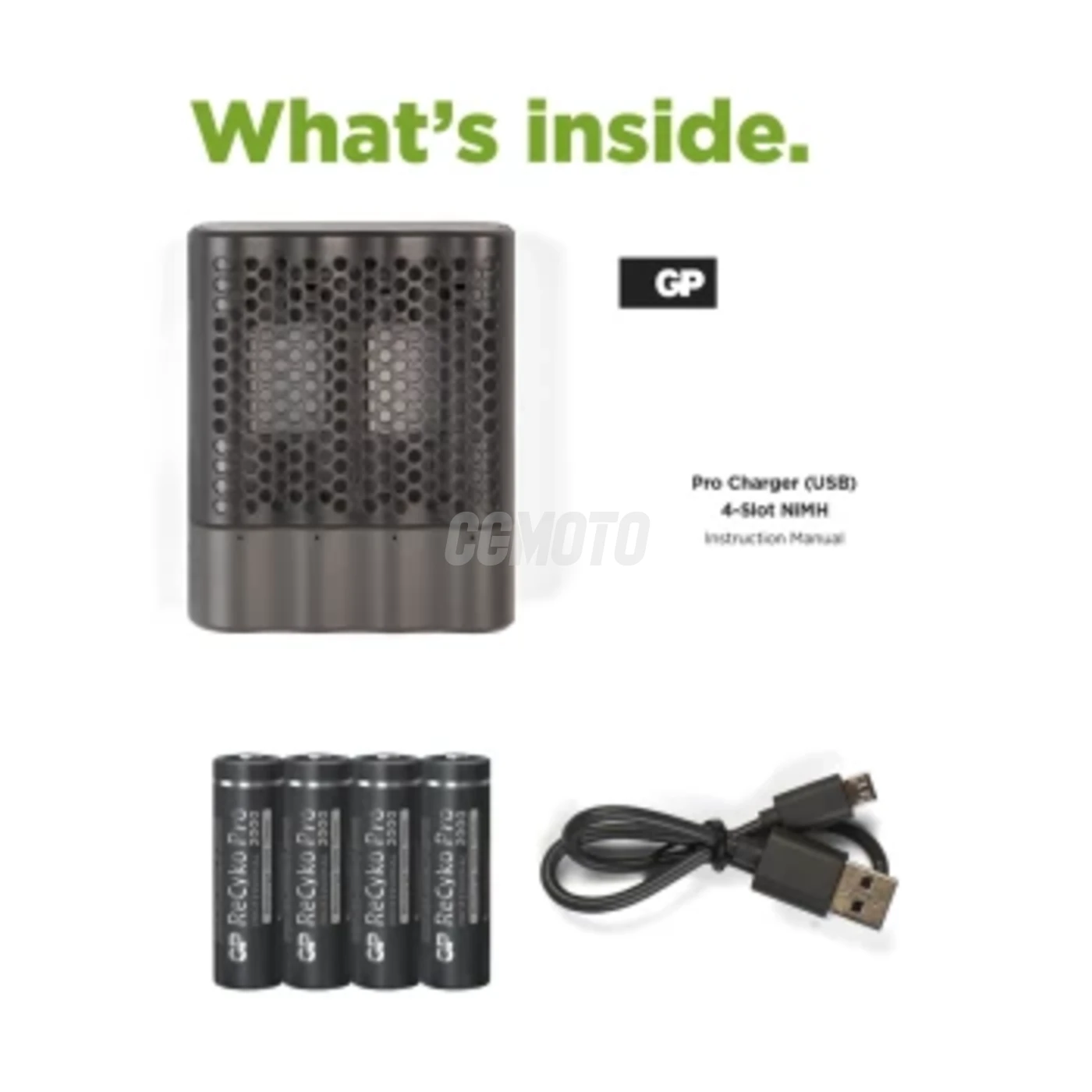 Chargeur rapide USB GP P461  + 4 accus AA 2000 mAh Pro