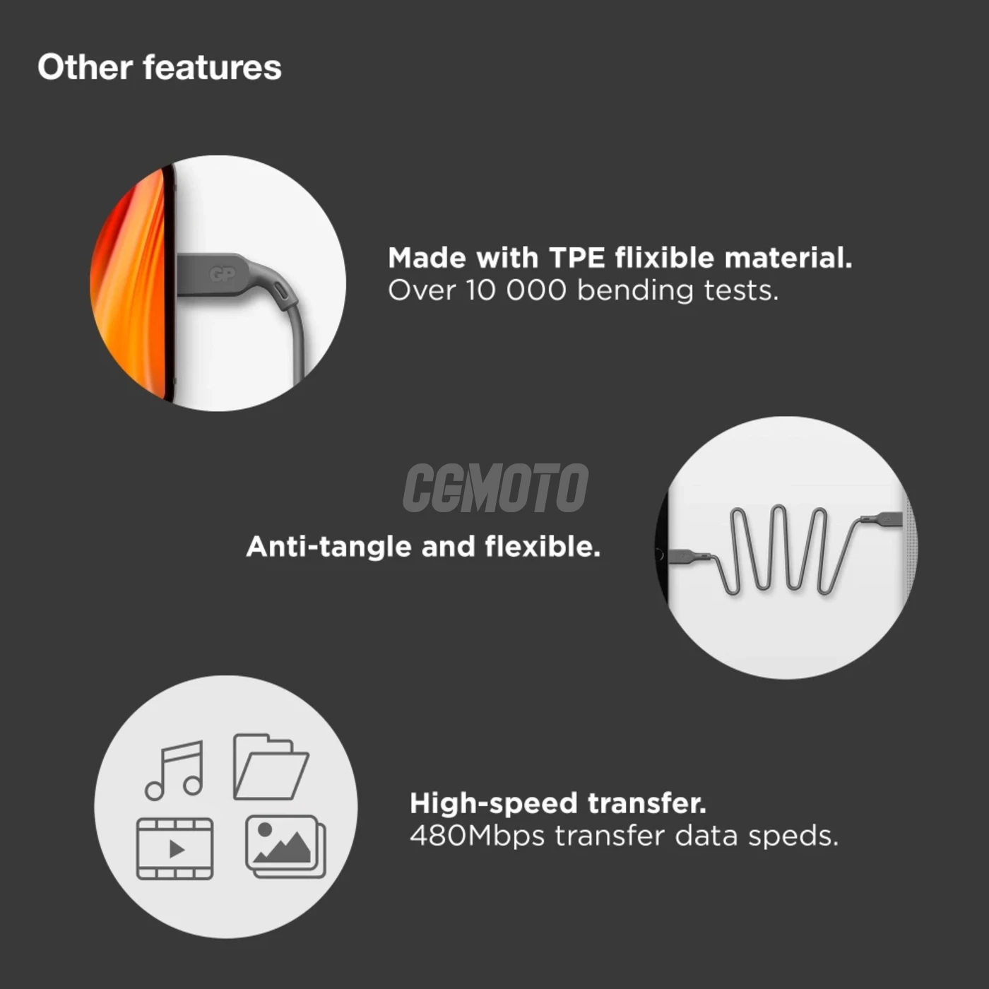 Essentials 1m 3-in-1 USB-A to Lightning/USB-C/Micro-USB-A