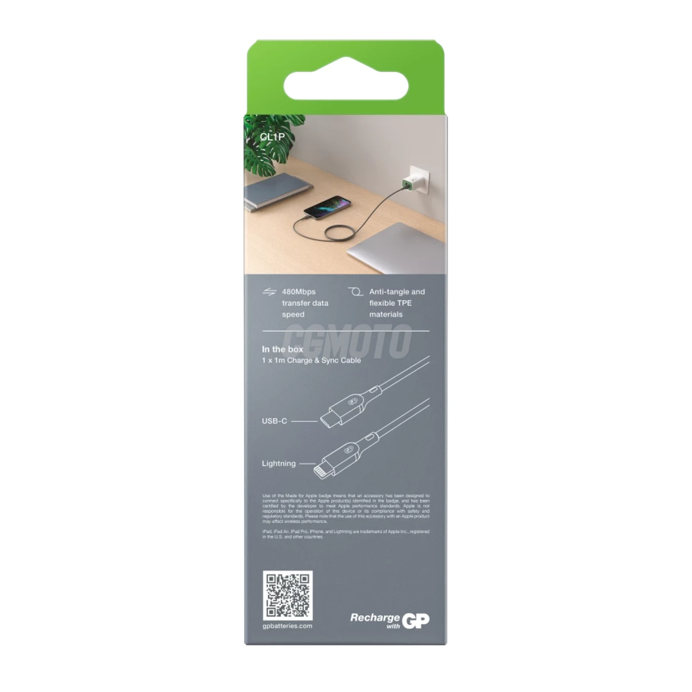 Essentials 1m USB-C to Lightning cable - Grey