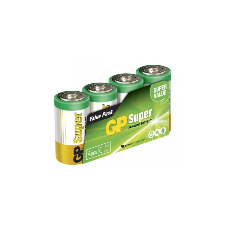 Film de 4 piles alcaline C / LR14 SUPER - 1,5V - GP Battery Film de 4 piles alcaline C / LR14 SUPER - 1,5V - GP Battery