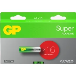 16 piles alcalines AA 1,5 V Super 