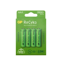 4 piles rechargeables NIMH AA 1,2 V Recyko 2600 mAh