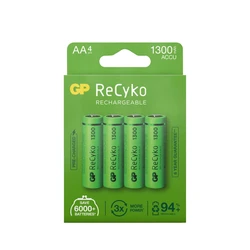 Blister de 4 piles rechargeable Recyko+ AA 1300mAh